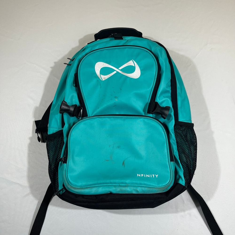 Nfinity Backpack Large Teal Cheerleading Logo Padded Straps Sporty Bag